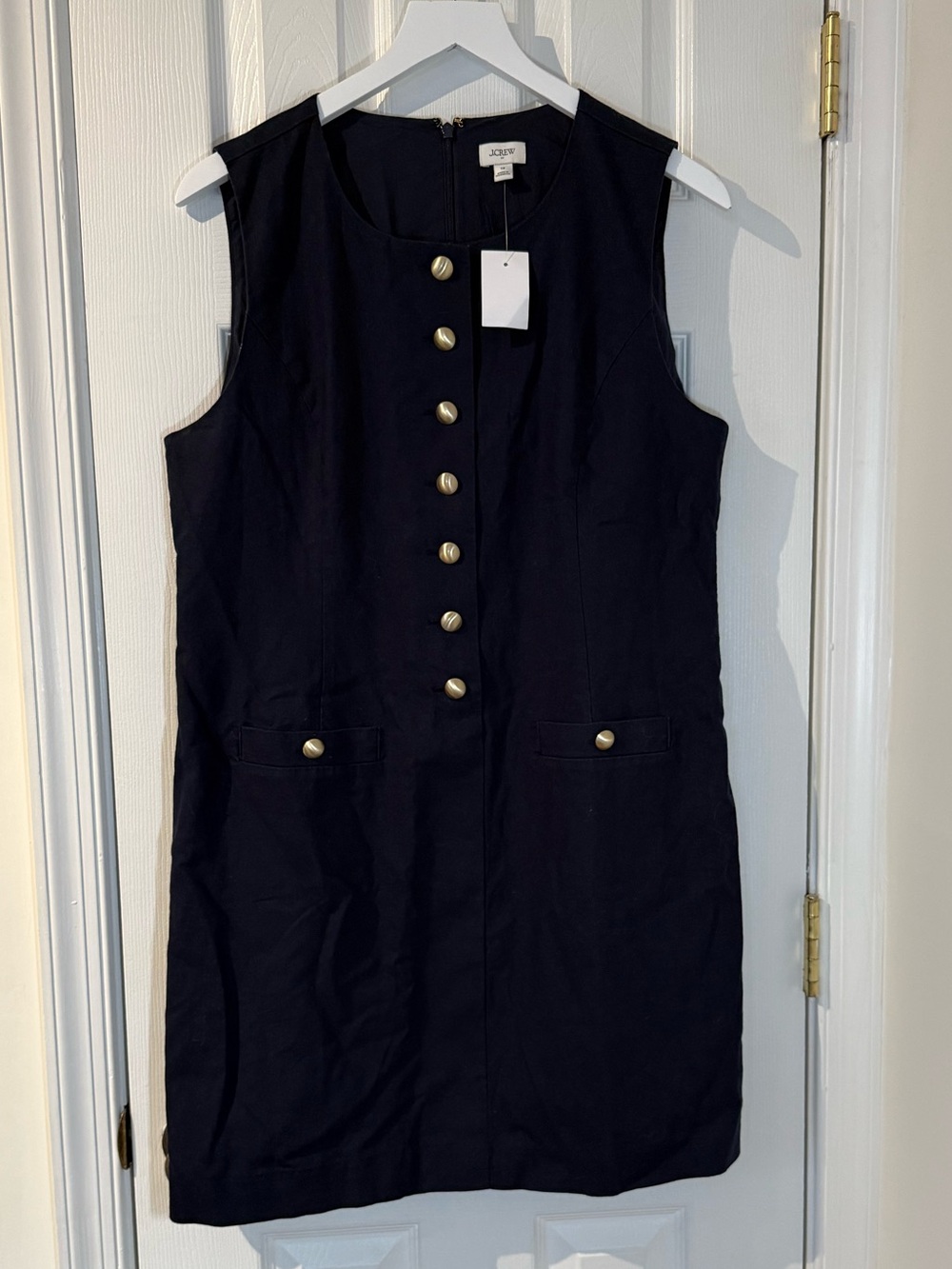 NWT Navy JCrew Linen/Cotton Button Front Dress Size 12